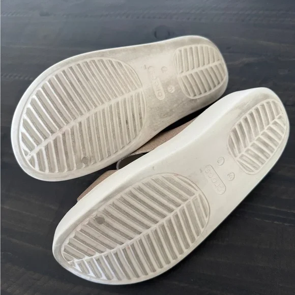 Crocs Glitter Slide Sandals Champagne Gold Platform Comfort Women’s 7 - Picture 7 of 8